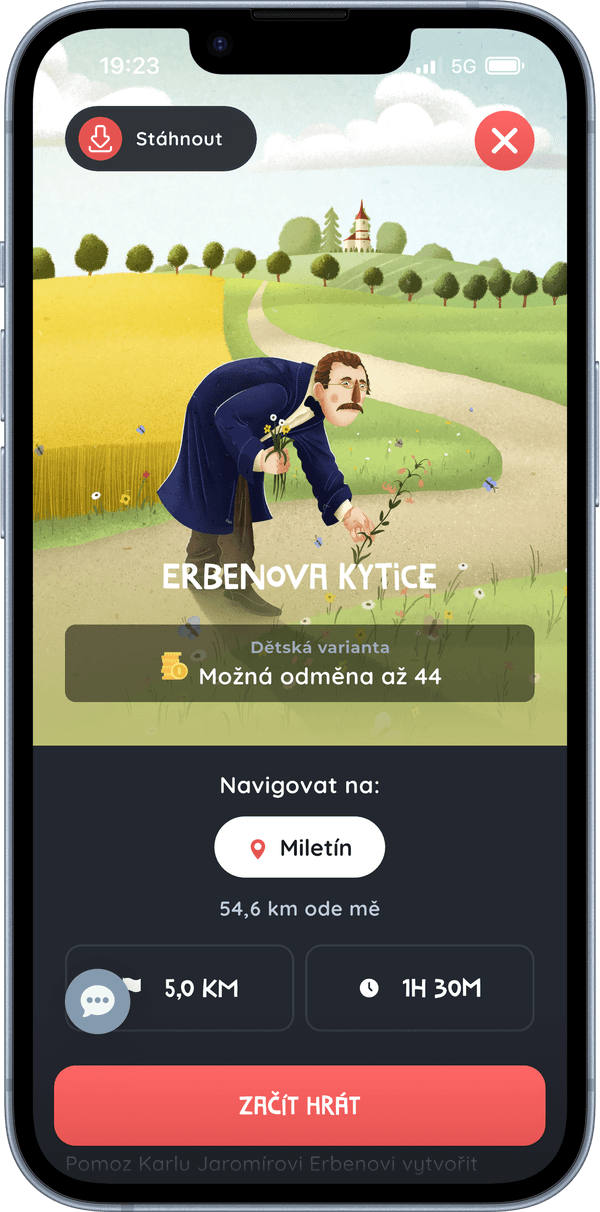 Ukázka z aplikace Skryté příběhy – příběhová trasa